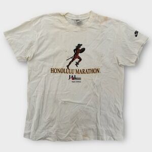 VTG Nike Shirt Mens XXL Honolulu Marathon‎ JAL USA Hawaii White Single Stitch